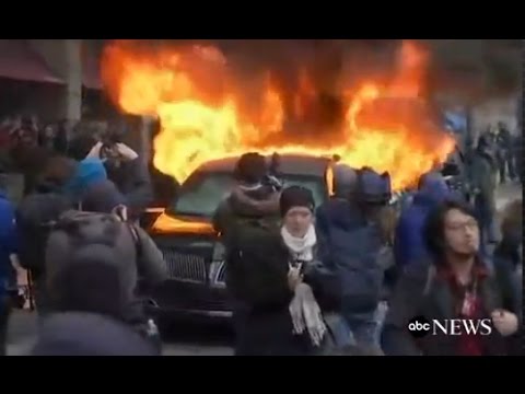 Limo Set on Fire at Trump Inauguration Parade: CAUGHT ON TAPE