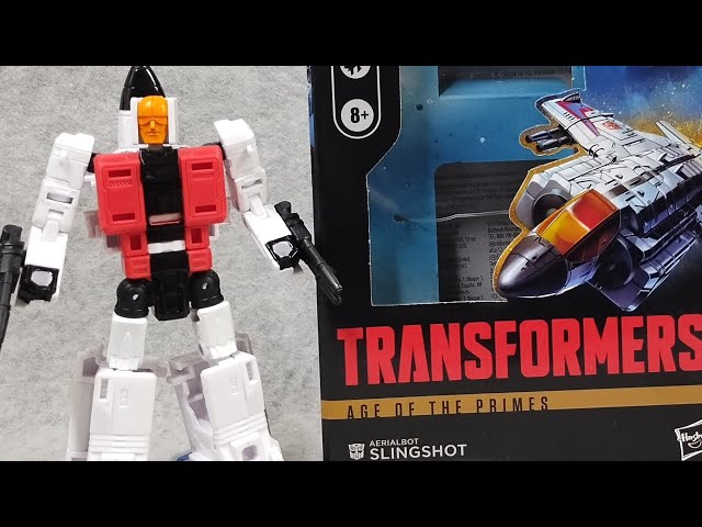 Transformers Age Of The Primes – Figurine Aerialbot Slingshot Classe Deluxe 14cm, Conversion Robot/avion, Combinable Superion
