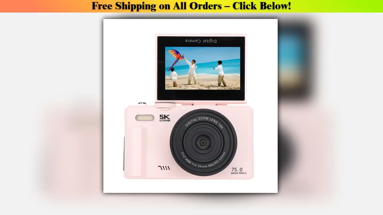 Andoer Vlog Travel Camara 180 Degree  Screen 5K Digital Camera Built in Flash Multifunctional