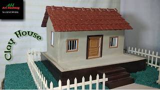 How to make village house of clay and cardboard. Making process of village house cardboard and clay.