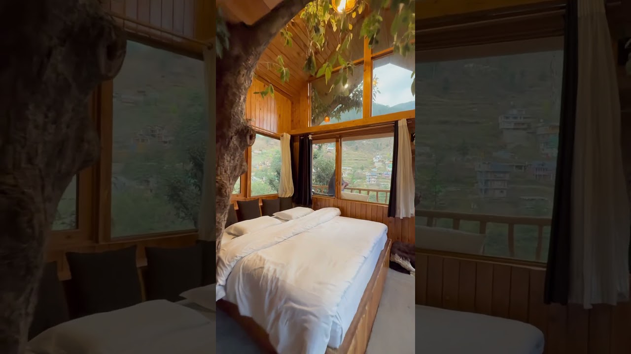 Tree house with this snow covered mountain view || Jibhi's most beautiful Tree House ||