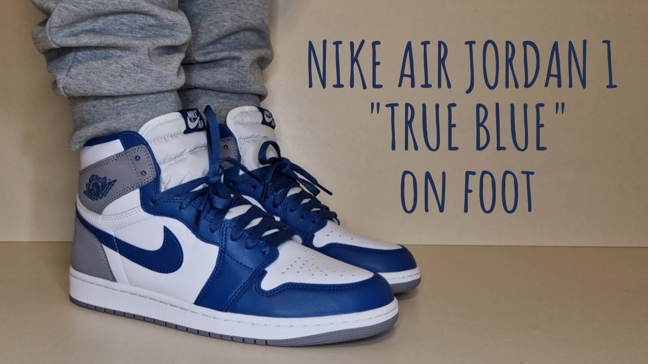 Nike air jordan 1 high True blue on foot - YouTube