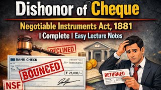 Dishonor of Cheque | Negotiable Instruments Act, 1881 | Complete | Easy Lecture Notes