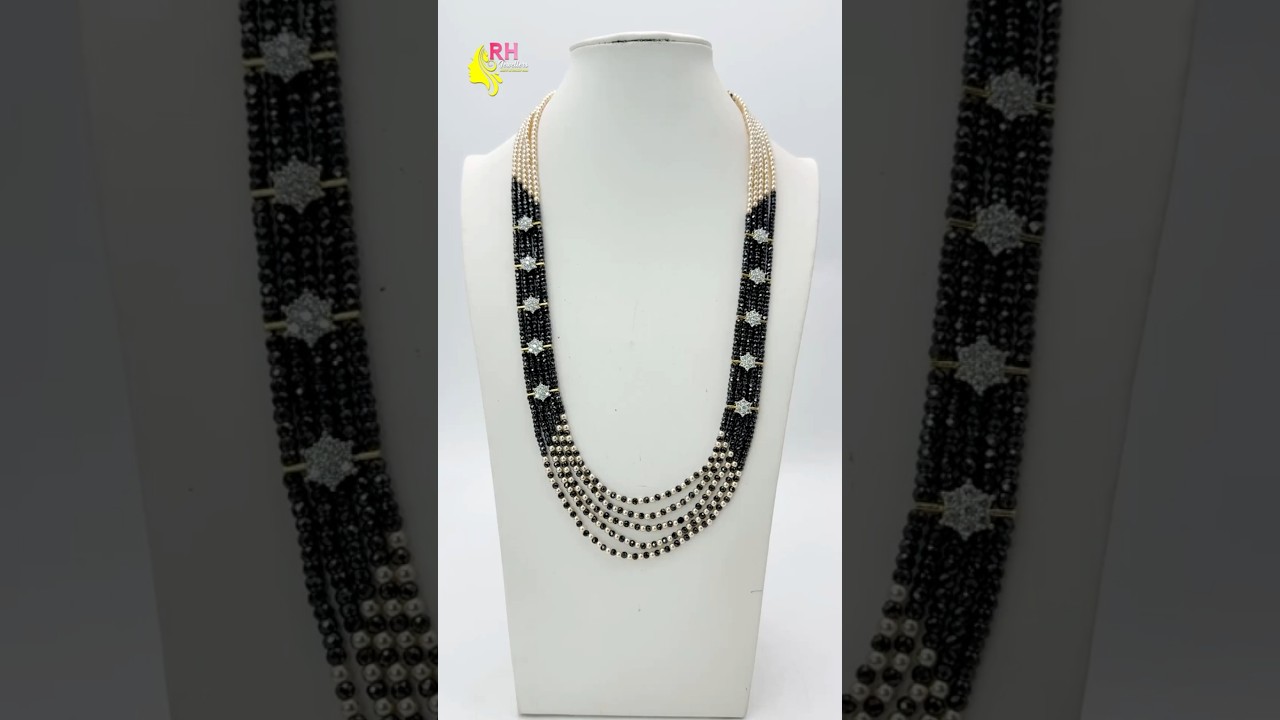 Black CZ Beads Customized Necklace | GJ Polishing Side Pendants | RH Jewellers