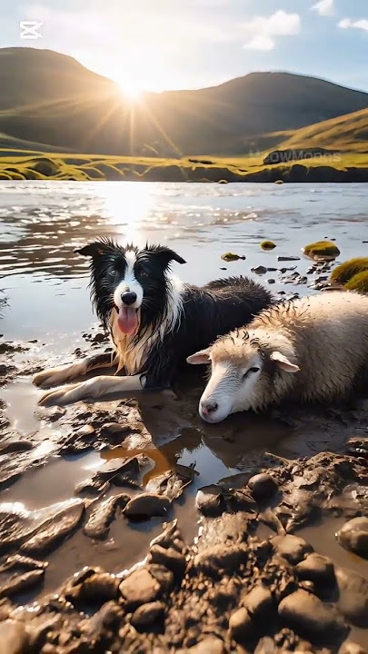 The Brave Border Collie and tha kitten #shortvideo #sorts #subscribe #cute
