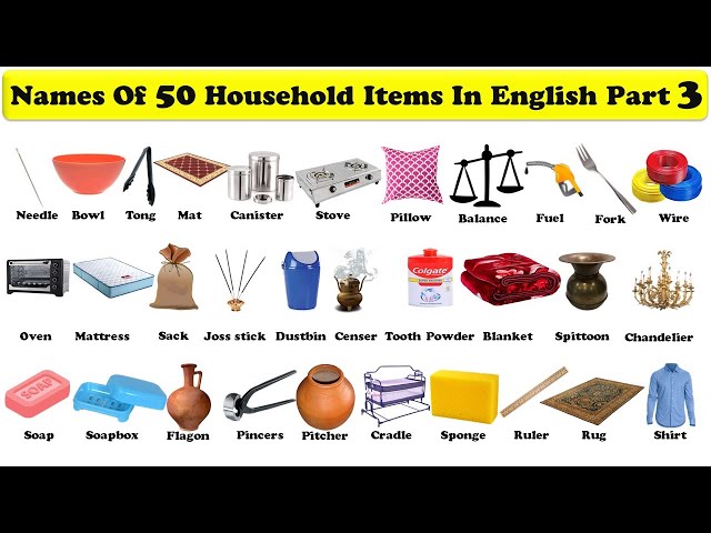 Names Of Household Items  Household Items Names In English