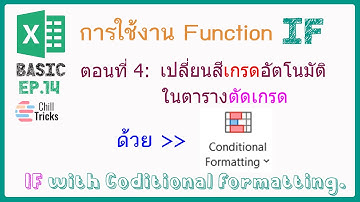 Excel Basic EP  14 เปลี่ยนสีตามเกรด อัตโนมัติ ด้วยConditional formatting #Excel #เอ็กเซล