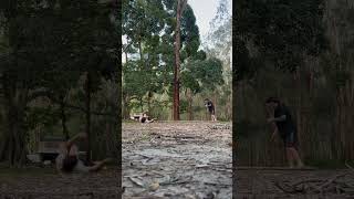 Guy Falls Attempting to “Break” Tree With Stick
