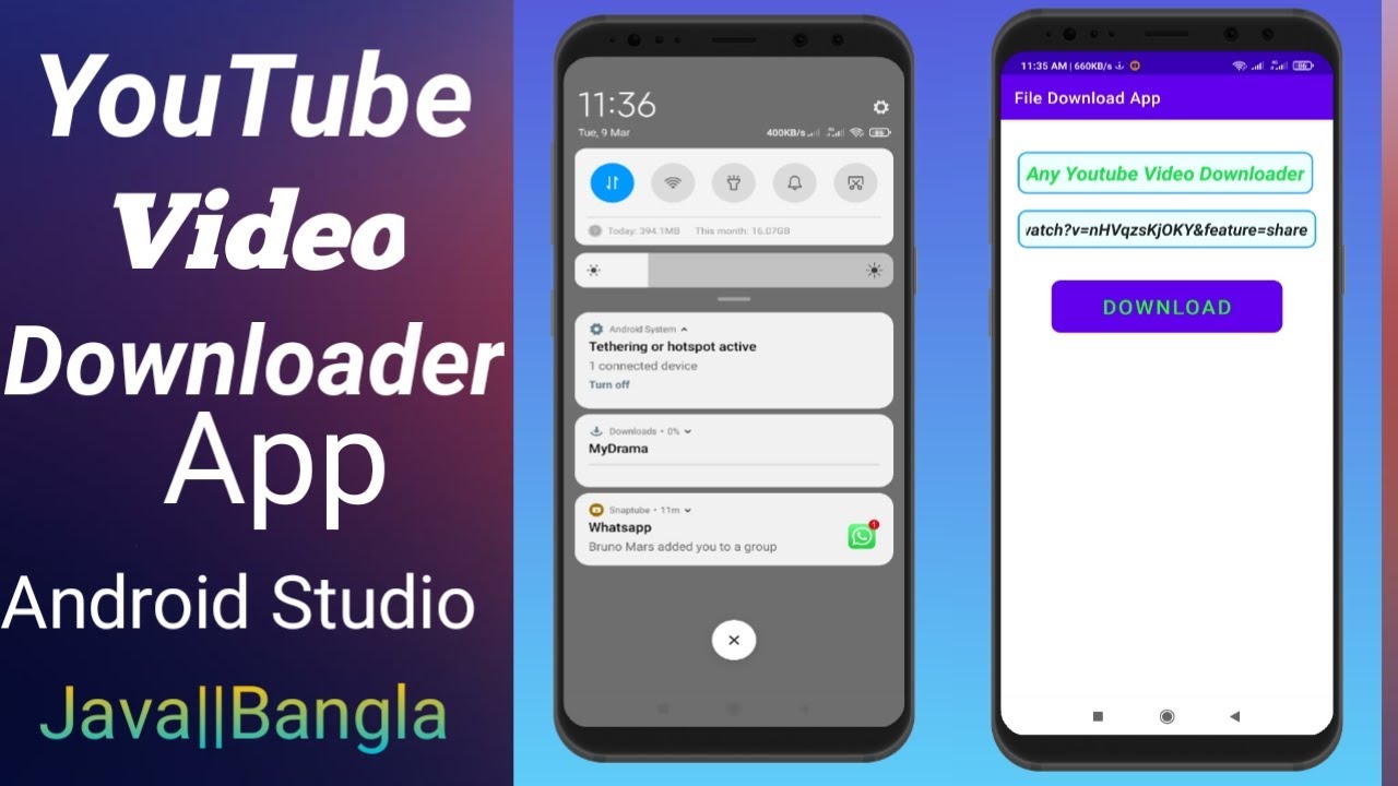 video downloader app in Android Studio tutorial 2022 