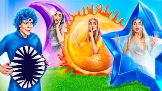 Extreme Hide and Seek in Garten Of BanBan! Moon Girl, Sun Girl and Star Girl in Real Life!