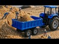 Toy Tractor Transporting Sand Through River | Realistic Mini Tractor Adventure
