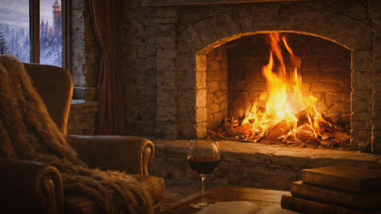 Medieval Fireplace Ambience 🔥 Cozy Winter Castle Fire Sounds