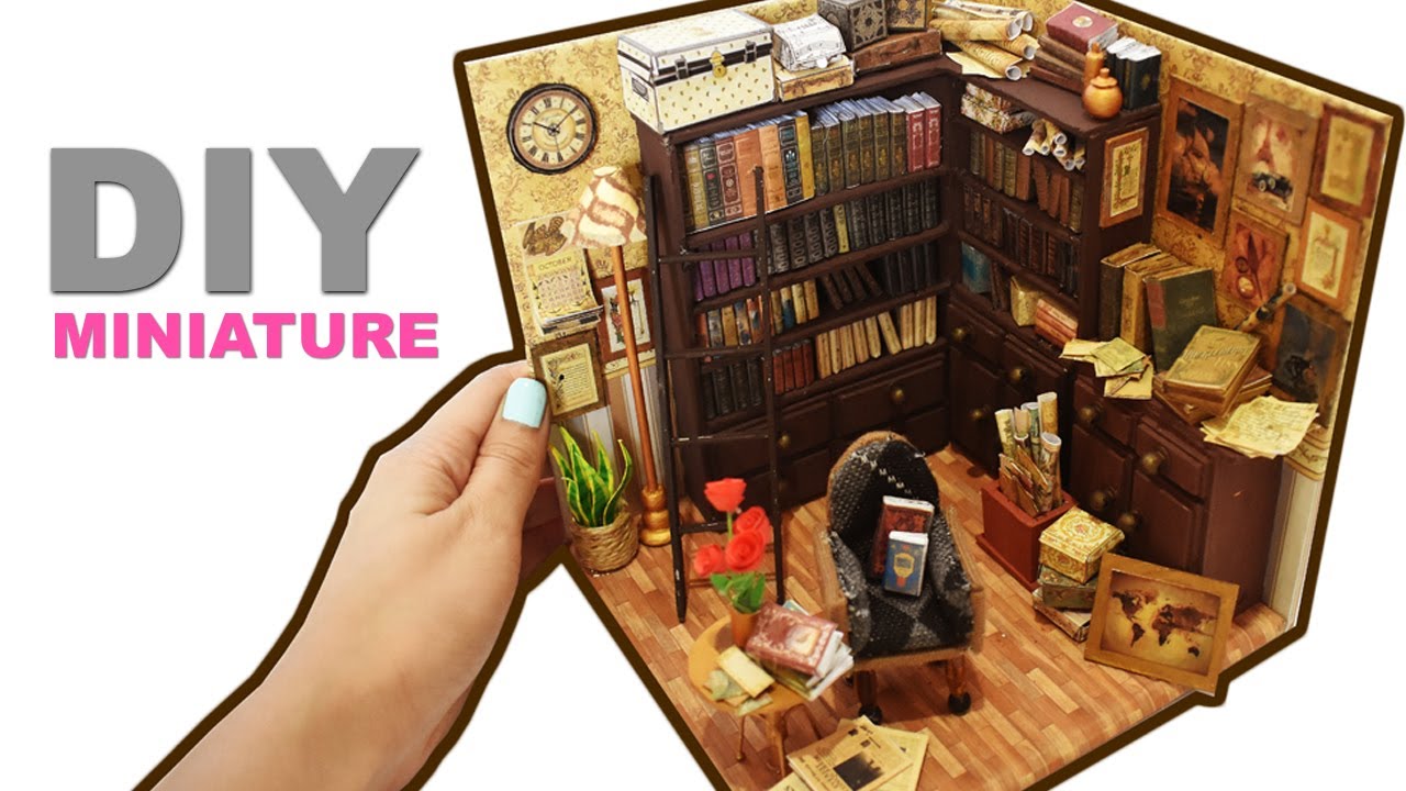 DIY Miniature Dollhouse Room #4: Vintage Library
