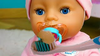 Baby Annabelle Doll with a toothbrush | Baby bon doll video for kid