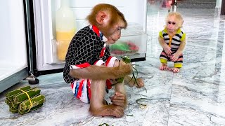 Monkey Kaka and Mit is curious about her Dad's sour spring rolls