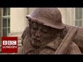 Mud soldier sculpture in Trafalgar Square - BBC London News