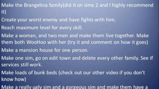 Fun Things to do on Sims 3