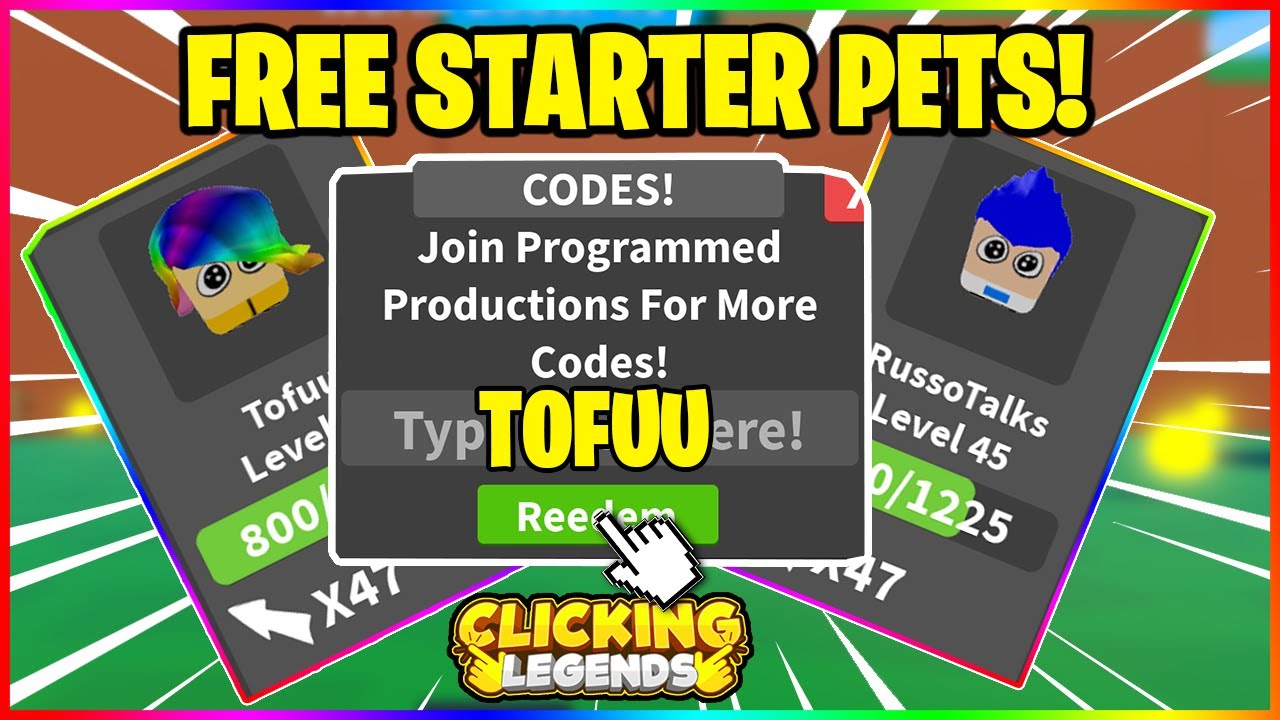 New Clicking Legends Free Rebirth Free Starter Youtuber Pets