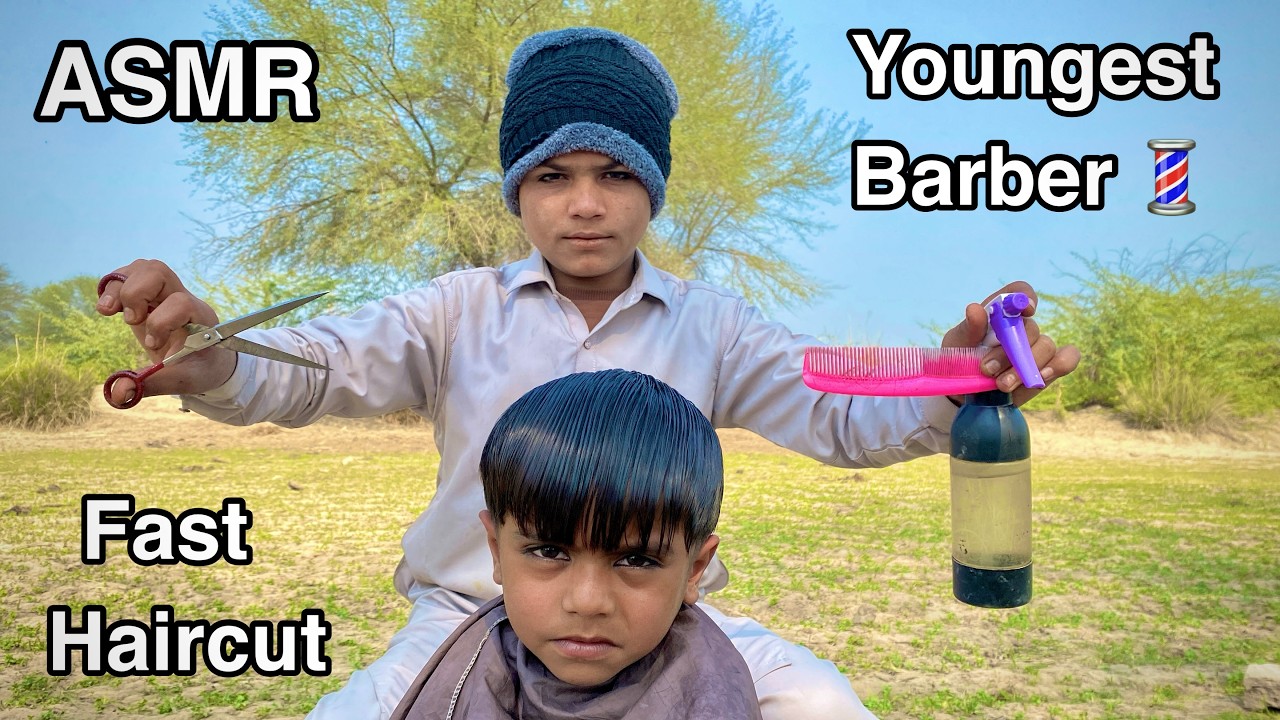 ASMR youngest Barber 💈 In the world 🗺️ Fast Haircut 💇 