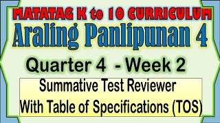 Araling Panlipunan 4 Quarter 4 Week 2 Summative Test Reviewer