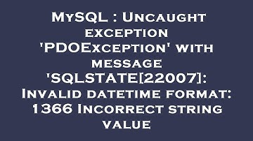 MySQL : Uncaught exception 