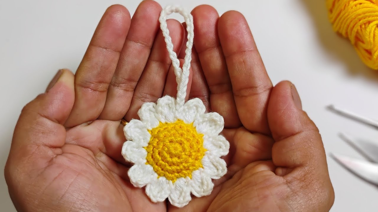 Flor Margarida De Crochê Chaveiro Passo A Passo