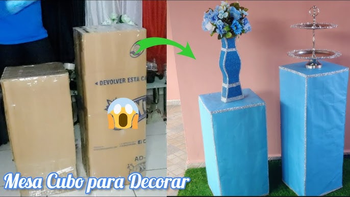 MESA CUBO EN CARTÓN/DECORACIÓN CON CILINDROS/FACIL/DIY 