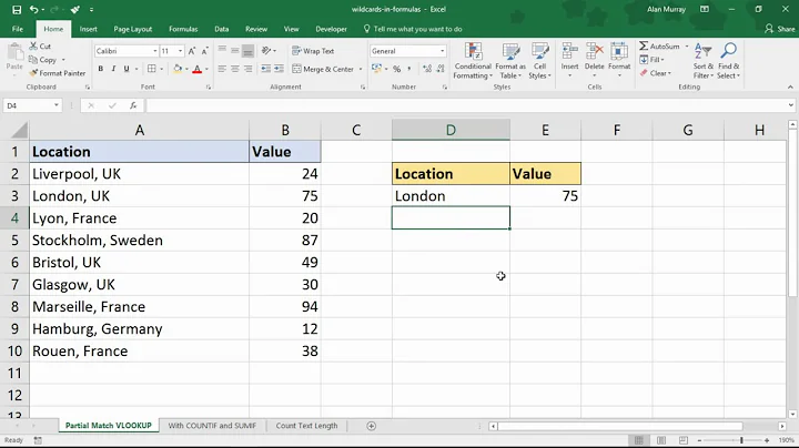 Excel Wildcard Characters in Formulas