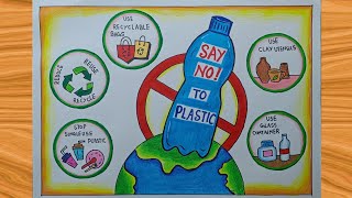 Plastic free day drawing | International plastic bag free day drawing | Stop plastic poster