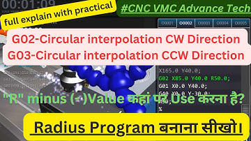 #CNC VMC Radius Programming | How To Use G02 And G03 code in program #Circular Interpolation CW/ CCW