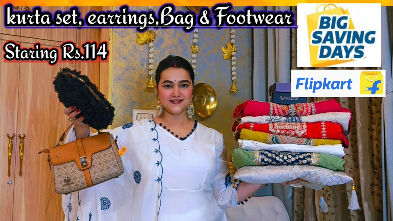 Flipkart Big saving days sale haul//Staring Rs.150 kurta set, Earrings, Clutch, Bag & Footwear haul 