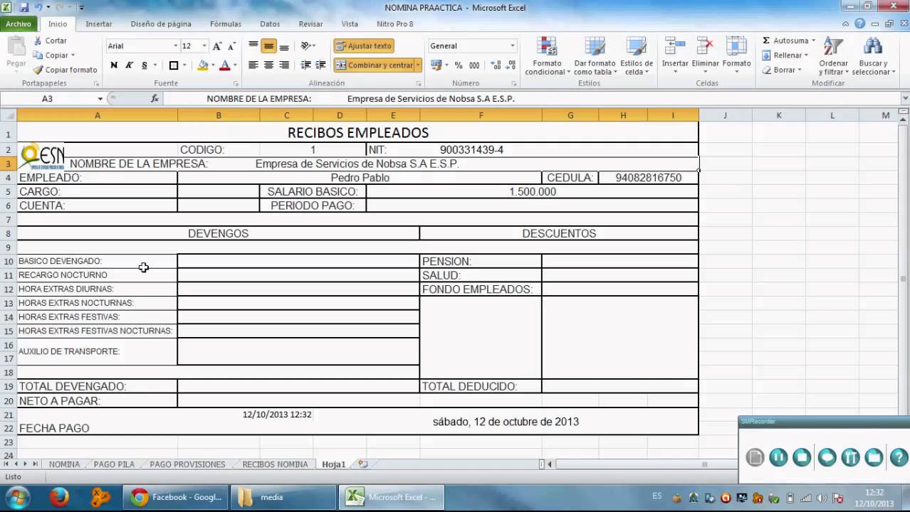 Como Hacer Un Recibo De Pago De Nomina En Excel