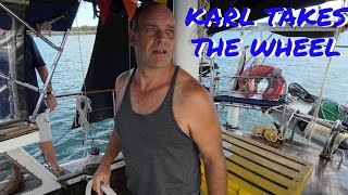 Karl takes the wheel as we go for a putt to the maintenance dock and fuel dock #vlog #travelvlog