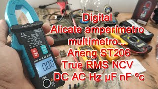 Digital Alicate amperímetro multímetro Aneng ST206 True RMS NCV DC AC Hz µF nF ºc