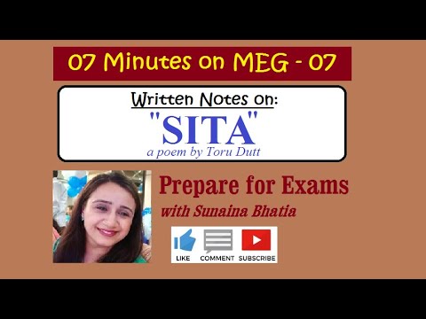 MEG-07 Topic – SITA (POEM) by TORU DUTT, IGNOU, M.A. (English) Summary of the Poem Sita.