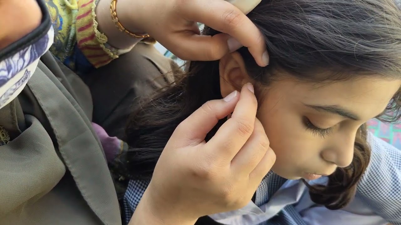 Little village girl fajar short hair checking by Noor at roof