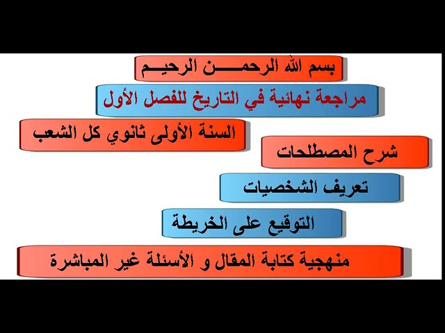مراجعة نهائية للفصل الاول تاريخ السنة الأولى ثانوي