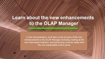 SEIT - Sage Enterprise Intelligence: Exploring the OLAP Manager Enhancements in SEI V8