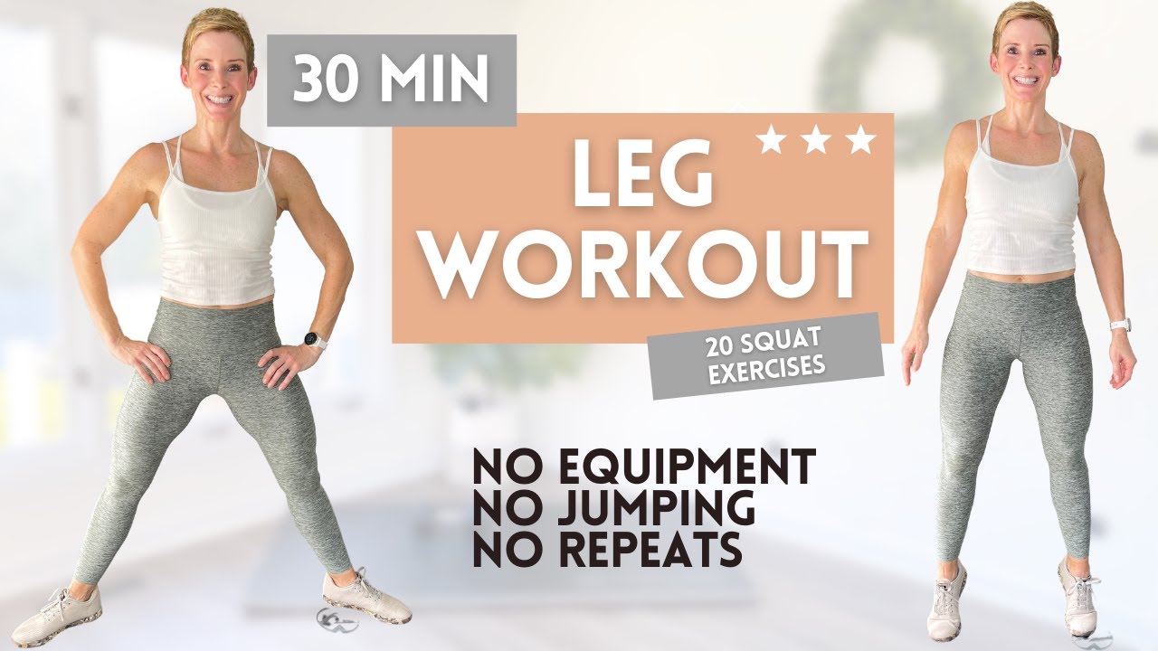LEG WORKOUT | No Equipment No Jumping No Repeats | 20 SQUAT EXERCISES