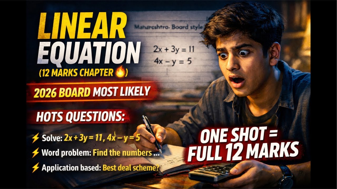 Maths -1 linear equation | 12 marks done | most important hots |