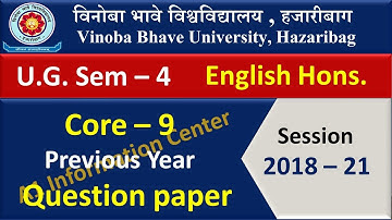 VBU SEM 4 Core 9 English Question paper | VBU SEM 4 English Honours Core 9 Question Paper  | 2021 |