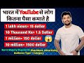 How much youtube pay for 1000 views  1 lakh views youtube money shorts