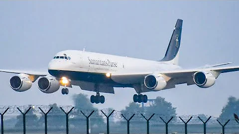 CLASSIC | Samaritan`s Purse Douglas DC-8 [N782SP] | CLOSE-UP Landing at Belgrade Airport | With ATC!