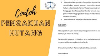 CONTOH SURAT PENGAKUAN HUTANG