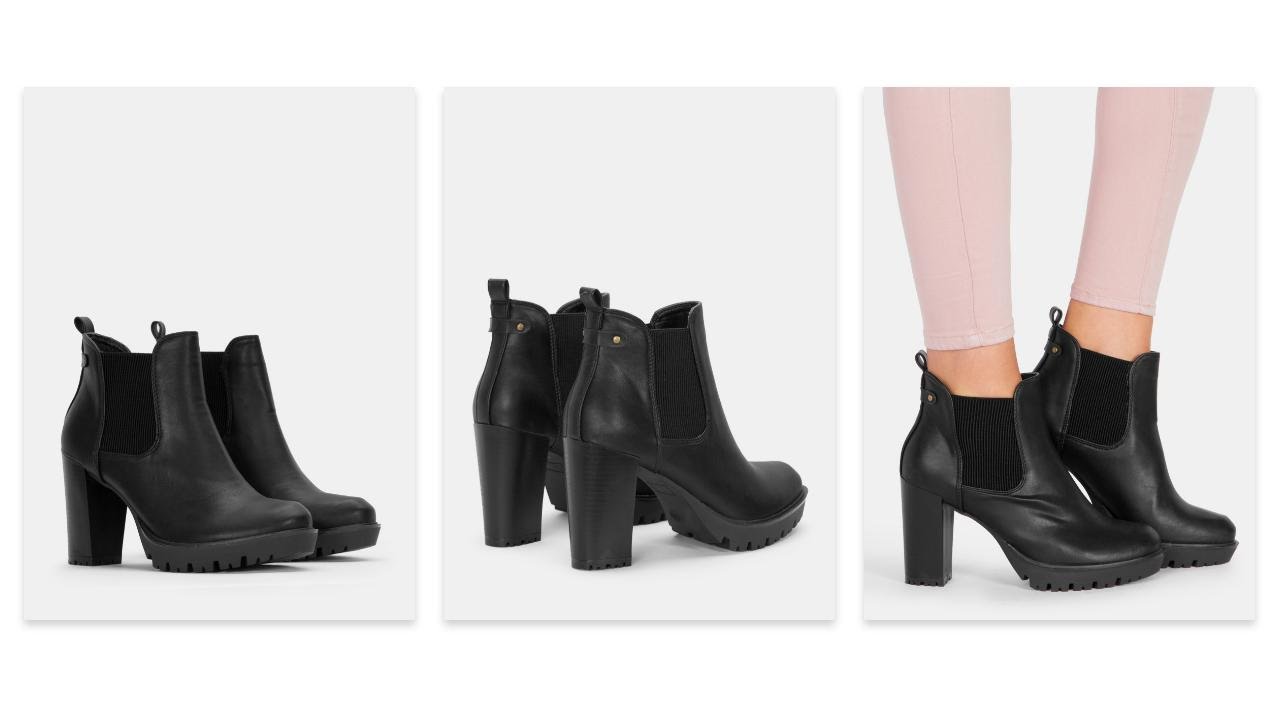 Czarne botki  na słupku Limited - DeeZee.pl