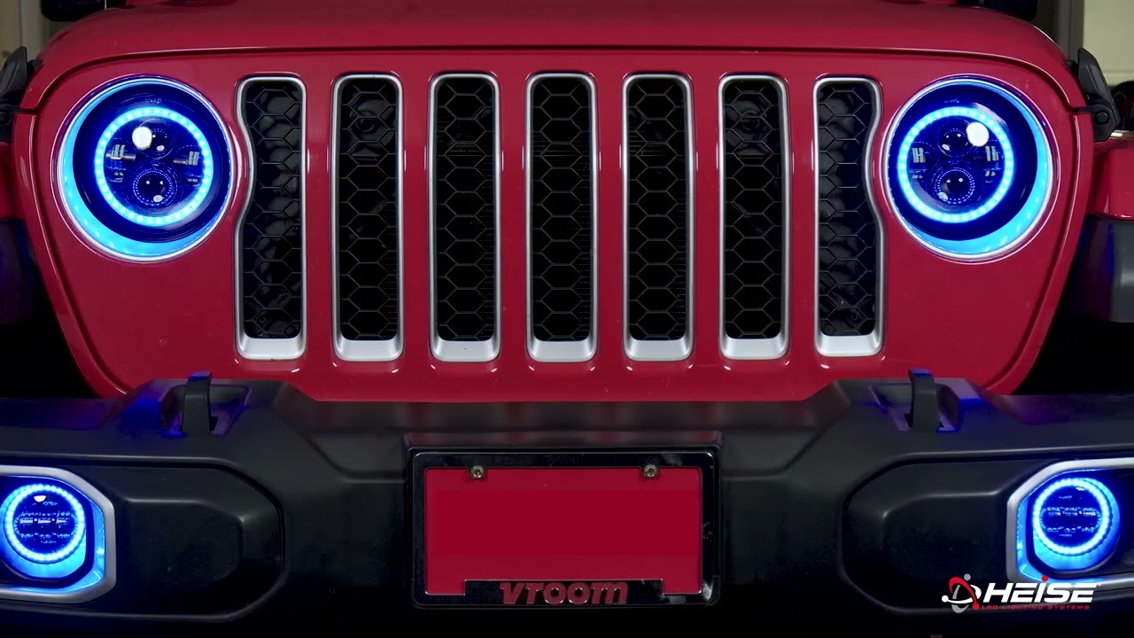 Heise Chasing Halo LED 7" Headlights & 4" Fog Lights w/Controller - JP-707RGBKT