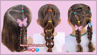 Penteados Fáceis com Elásticos para Meninas | Easy Hairstyles with Rubber Bands for Girls 💖🥰