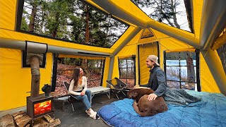 Cozy Camping In Inflatable Cabin W/ GF | Campfire Quesadillas by Adam Stew 117,408 views 1 month ago 20 minutes