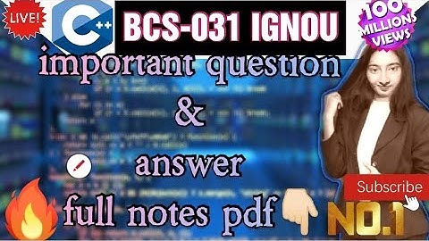 BCS-031 #C++ IMP QUE & ANS FULL Notes. in pdf #arpitashilpi oops in c++ #oops #programming #bcs031🔥👀