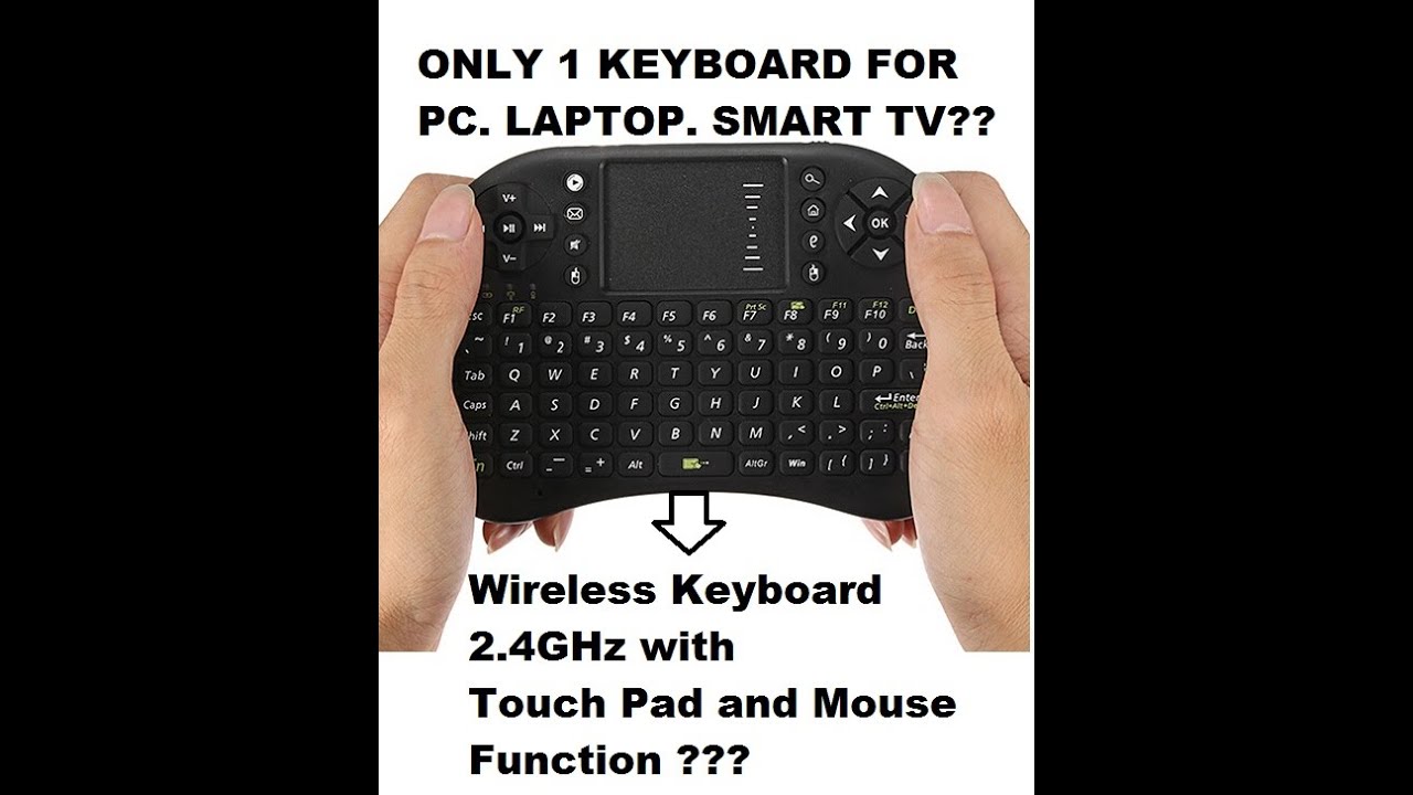 Wireless Keyboard 2.4GHz with Touch Pad and Mouse Function Unboxing ...